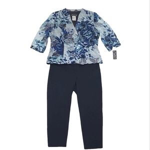 Alex Evenings Blazer Floral Print Sheer 3/4 Sleeves Dress Jacket Button Up NWT